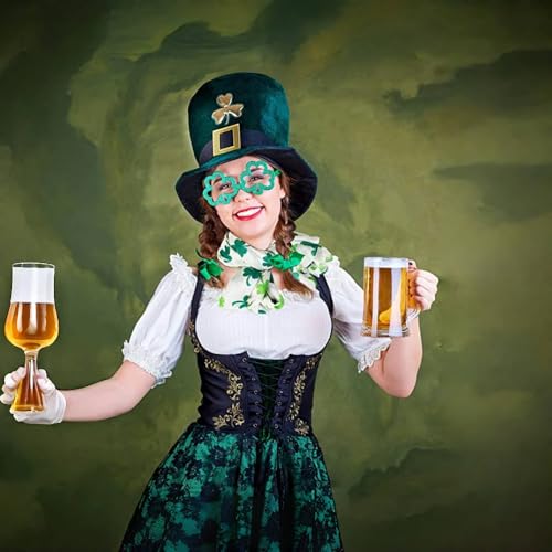 St. Patrick's Day Shamrock Scarf Irish Clover White Green Scarves Shamrock Patterns Satin Scarf4