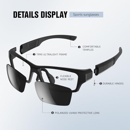 Polarized Sports Sunglasses Men UV400 Protection Wrap Around Lightweight Frame for Cycling Driving Fishing3