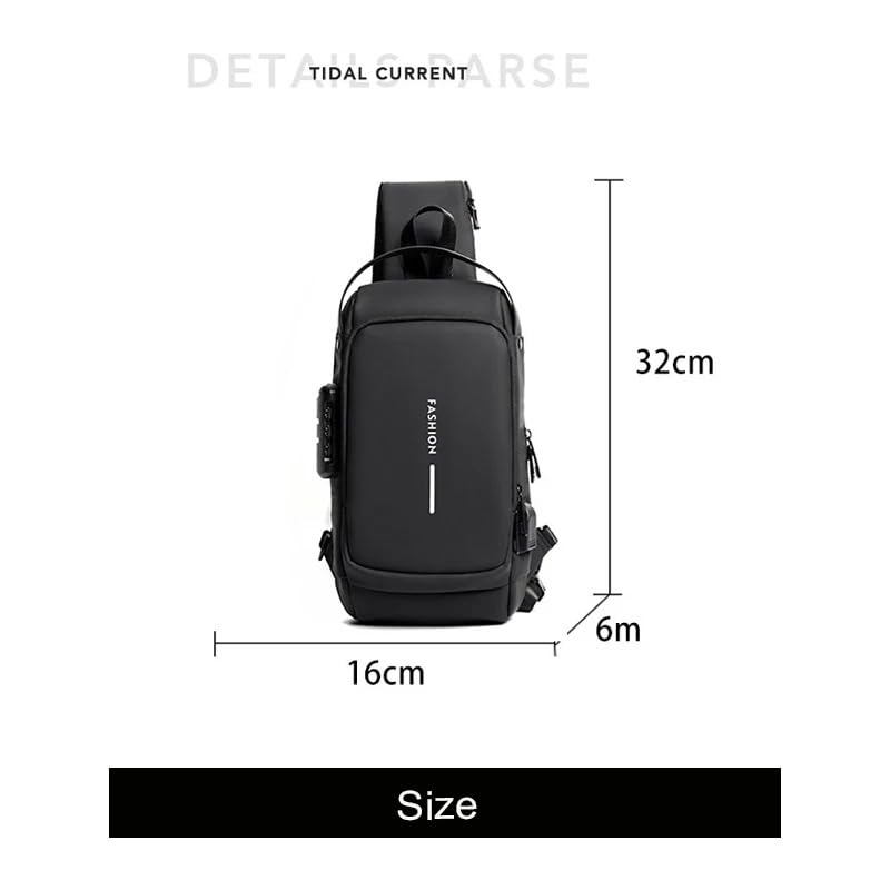 Image of Handcuffs Waterproof Polyester Slim Unisex Crossbody Sling Bag Chest Backpack Men's Shoulder Bag, Leisure Travel Handbag, Hard Shell Anti-Theft Chest Bag