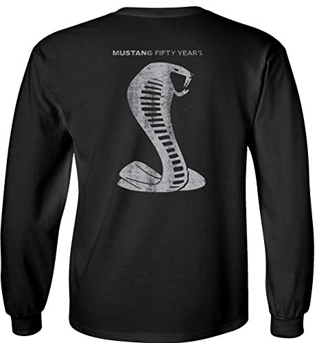 Fair Game Mustang Fifty Years Ford Long Sleeve T-Shirt Grey Cobra -Black-Small