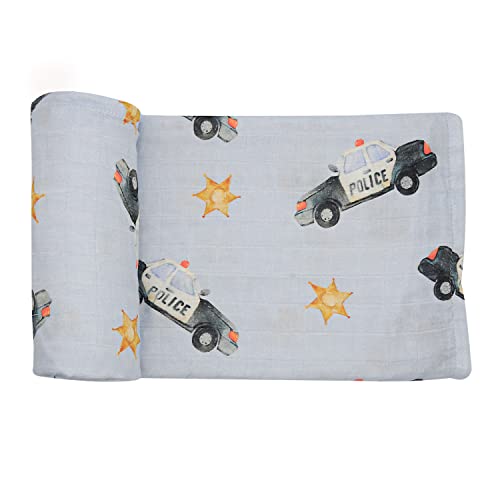 Image of immispace - Ultra Soft Swaddle Blanket | Muslin Blankets for Girls & Boys | Newborns & Infants Gifts | 30% Organic Cotton + 70% Rayon | Large 47" x 47" | Machine Washable (Police Car)