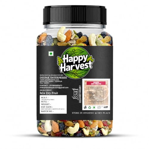 Image of HAPPY HARVEST Premium Mix Dry Fruits 1kg| Mixed Nuts & Dried Fruits | Healthy Snack Mix | Rich in Protein, Fiber & Essential Nutrients | Natural Energy Booster | Ideal for Daily Snacking (500gm)