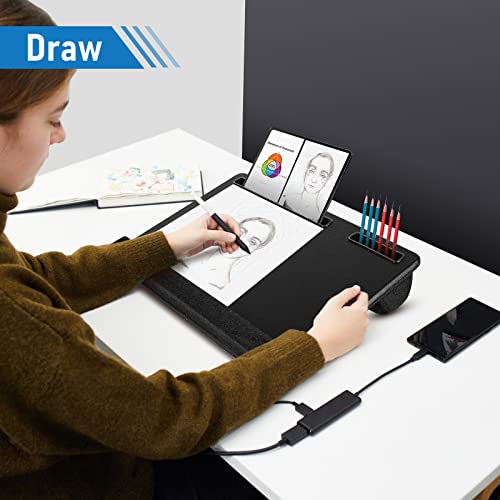Laptop Lap Desk - Portable Lap Desk With Cushion, Tablet & Phone Holder - Pu Leather Bed Tray With Anti-Slip Strip - Laptop Table Fits Up To 17.3 Inch Laptops #TOP6