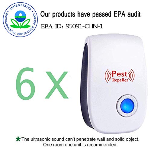 Ultrasonic Pest Repeller 6 Pack, Pest Repellent Plug in Indoor Pest Control for Mosquito, Insects,Cockroaches, Mouse, Rats, Bug, Spider, Ant, Rodent, Human & Pet Safe
