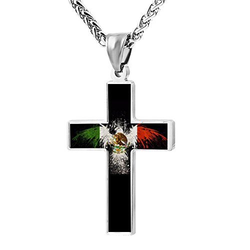 Fashion Mexican Flag Bird Cross Necklace Zinc Alloy Pendant Creative Personalized Accessories Prayer Christian 24 Inch