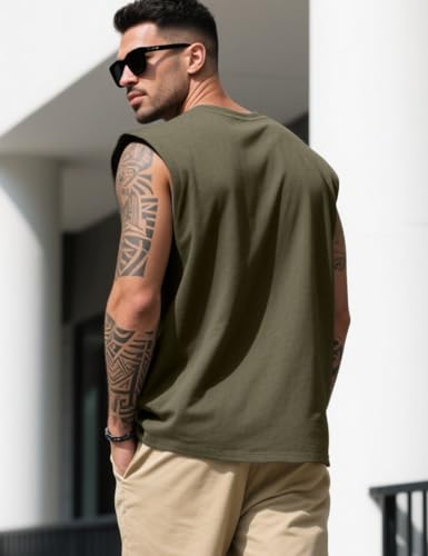 Mens Gym Tank Tops Sleeveless Shirts Cut Off Quick Dry Muscle Shirt Running Beach Loose Fit Tee3