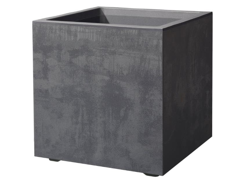 Deroma Pot de Fleur Cube Millennium R - Anthracite - A réserve d'eau - roulettes - 49 cm