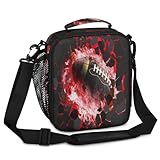 KATHRYNAYA Kids Lunch Bag for Boys American Football Insulated Lunch Box with Side Pocket Reusable Leakproof Lunchbox Cooler Tote for School Picnic Travel
