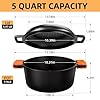 Cast Iron Dutch Oven Pot with Skillet Lid – Pre-Seasoned – Skillet Lid Cooking Pan– PFAS-Free –Umite Chef Cast Iron Skillet Cookware for Bread, Frying, Baking – Dual Handles – Oven, Grill, Campfire & Stovetop Safe – Durable & Non-Toxic, 5QT #2