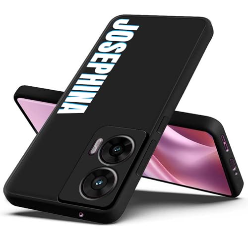 Image of Fashionury Back Cover Case for Motorola G96 5G / Motorola Edge 50 Fusion /Motorola G85 5G |Matte Soft Silicon Flexible | Camera Bump Protection | Name with Blue Shadow Design | Get Your Name (Black)
