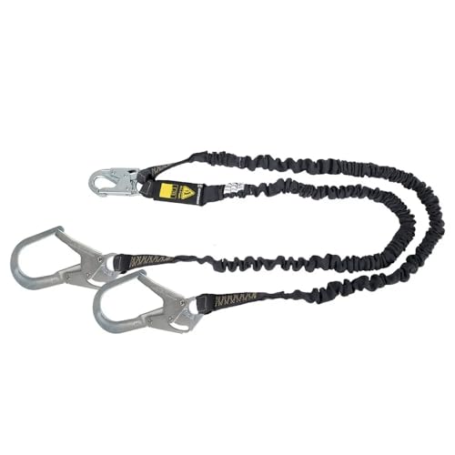 Safewaze 023-2102 - Arc Flash 6' Energy Absorbing Lanyard: Aramid, Dual Leg, Rebar Hooks