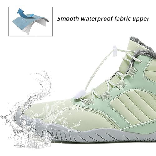 Men's Waterproof Snow Ankle Boots Warm Fur Lined Elastic Lace-up Barefoot Wide Toe Box Zero Drop Booties Lightweight Anti-Slip Winter Outdoor Walking Cotton Shoes4