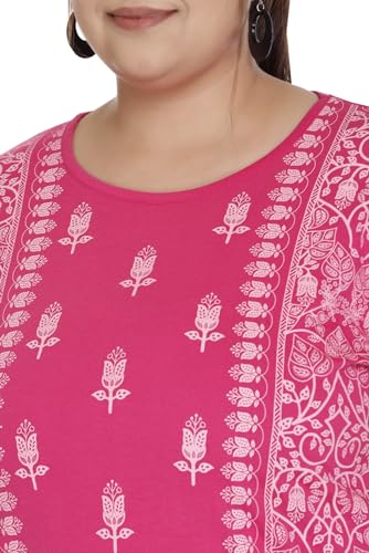 Image of Women Printed Cotton Tshirt with Side Slits & Pocket
