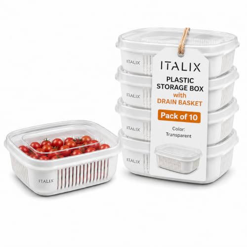 Image of ITALIX Kitchen Storage Containers Set of 10 Airtight Boxes with Storage Basket | BPA Free Plastic Food Storage Containers for Kitchen Organization | Dry Fruit, Snacks, Grocery & Pantry Storage