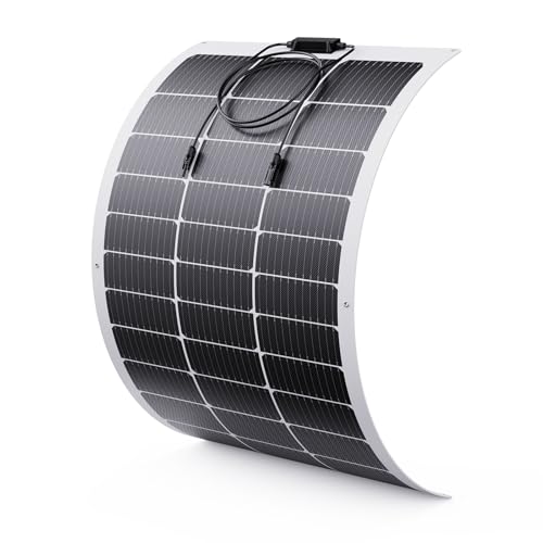 Callsun 100W Ultra-Thin Flexible Solar Panel 12V, 11BB 23% High-Efficiency ETFE Monocrystalline Panel, 240° Bendable Design for Curved Surfaces, Travel Trailer, RV, Marine, Camping