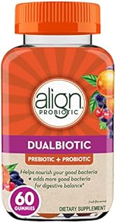 Align DualBiotic, Prebiotic + Probiotic for Women and Men, Help Nourish and Add Good Bacteria for Digestive Support, Natural Fruit Flavors, 60 Gummies