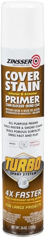 Zinsser 1014916 26 oz Cover Stain Primer with Turbo Spray System White Flat & Matte - Pack of 66