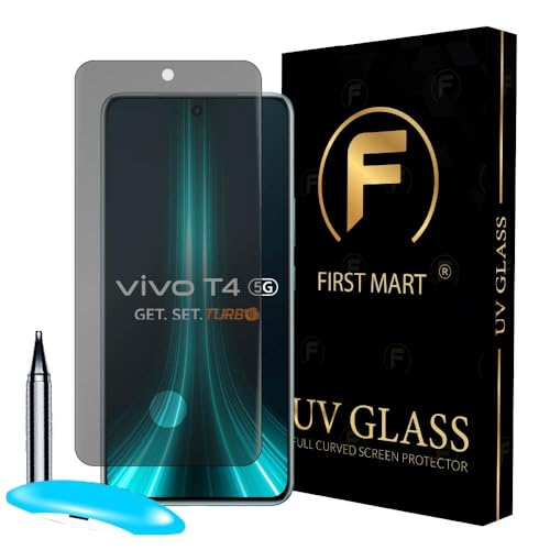 Image of FIRST MART UV Privacy Tempered Glass for Vivo T4 | Anti-Spy 9H Curved Screen Protector, Edge-to-Edge, Case-Friendly | 1 Pack