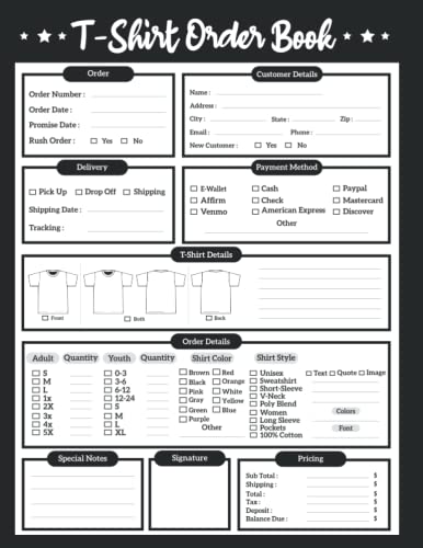 T-Shirt Order Book: Track Daily T-Shirt Order for Small Businesses | Order Tracking Organizer Form for Direct Selling | Custom T-Shirt Order Form & ... T-Shirt | 8.5"x 11" Inches | 130 Pages
