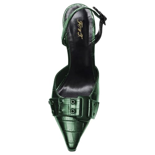 FOWT Women Pointed Toe Buckle Pumps Stiletto High Heel Slingbacks Slip on Fashion Party Evening Shoes Size 4-16 US4