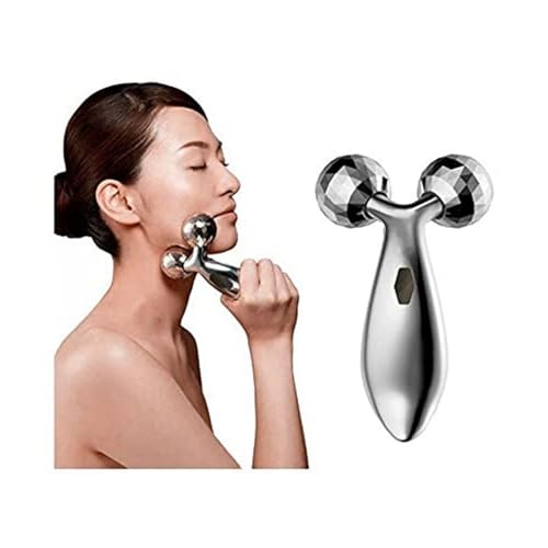 Image of 3D Manual Solar Powered Roller Face Body Massager Skin Lifting Wrinkle Remover Facial Massage For Relaxation and Tightening (Silver)