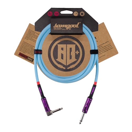 Câble de guitare 3m jack 6.35mm droit coudé bleu tressé
