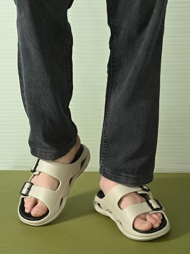 Image of DOCTOR HEALTH SUPER SOFT Men EVA Double Strap Sandals | Adjustable Buckle Comfort Slides | Lightweight Anti-Slip Casual Sandals for Indoor Outdoor Everyday Wear