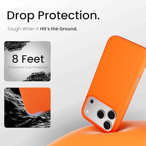 Image of CASEGEAR Silicone Snap Fit Back Cover Case Compatible with iPhone 17 Pro | 8 Feet Drop Protection | Compatible with MagSafe | 360 Protection | Shockproof & Scratch Resistant | Warm Orange