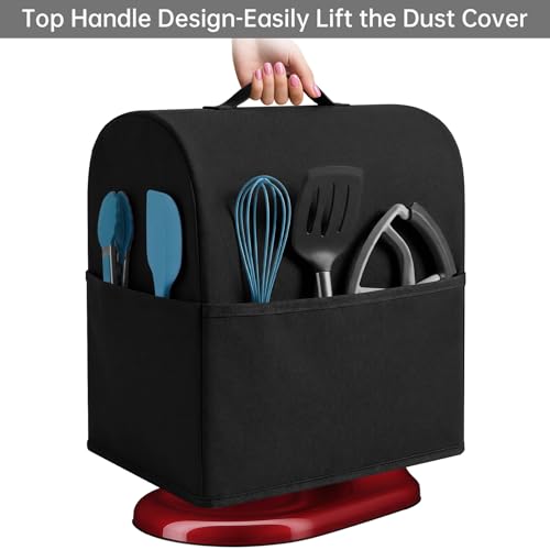 Image of Stand Mixer Dust Cover Compatible with Kitchenaid 6 /7 /8 Quart Bowl Lift, Water-resistant Kitchen Aid Mixer Cover with 3 Pockets for Accessories (Black)
