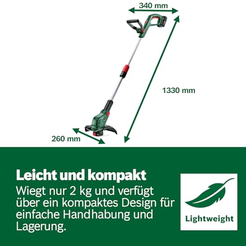 Bosch Akku-Rasentrimmer UniversalGrassCut 18V-26-500 (zum Rasentrimmen und Kantenschneiden; Ladezeit: 65 min; Schnittkreisdurchmesser: 26 cm; 18-Volt-System; mit 2.0 Ah-Akku und Ladegerät) 6