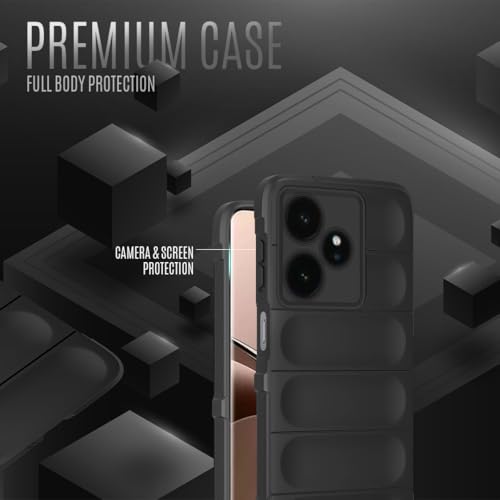 Image of Liquid Silicon Back Cover Case for Realme GT 7 5G / GT 7T 5G / GT 7 Dream Edition Shockproof Military Grade Protection with Shockproof 10X Bumpers Micro-Fibre Cloth On Inner Side - Black