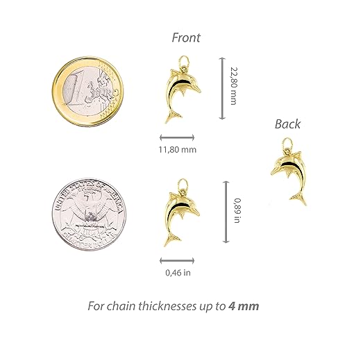 forme di Lucchetta - 14 kt Yellow Gold Dolphin Jewelry Charm, Pendant without Necklace, Men's Women's 14k Pendants for Necklaces up to 4mm - Authentic Italian Jewelry from Italy3