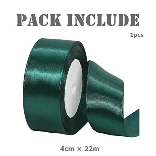 Dark Green Ribbon for Gift Crafting 22M 1.5Inch Green Solid Fabric Large Thick Satin Ribbon for Gift Wrapping Wedding Car Sewing Floral Xmas Presents - Image 2