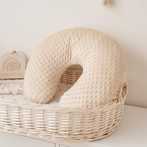 Image of Konssy 2 Pack Nursing Pillow Covers, Soft and Comfortable Nursing Cover for Breastfeeding Pillows, Pillow Slipcover for Baby Girls Boys Newborn(Brown, Beige)