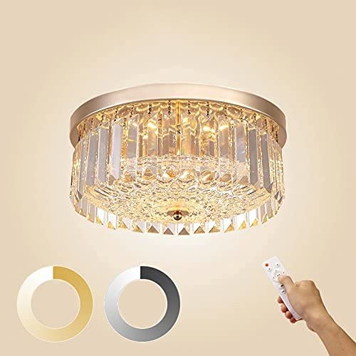 Plafonnier lustre en cristal K9 FLXHSA rond 35cm dimmable pour entrée