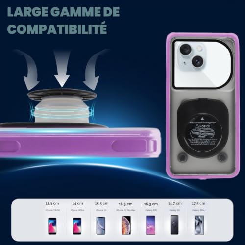 FainFun Protection Telephone Eau, IPX8 Coque Etanche, 6,95 in Pochette Etanche, Pochette Telephone Portable, étuis, Convient à la Plongée, Surf, Natation et à d'autres Activités Aquatiques (Violet) – vue 3