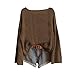 Boho Tops for Women Fall Vintage Long Sleeve Boat Neck Fair Isle Sweaters Cute Ethnic Graphic Pullover Sweatshirts Oversized Hippie Clothes A-Brown