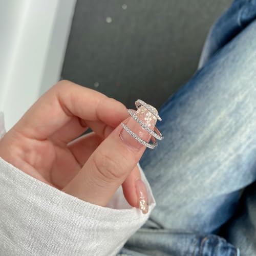 1pc Elegant Fashionable White Gold Three-ring Zircon Rings For Women Dating Party Daily Wear Sterling Silver Ring for Women Birthday Fine Jewelry3