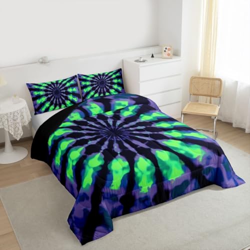 Image of Feelyou Tie Dye Comforter Set Queen Size 3Pcs for Kids Boys Girls