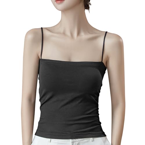 [SIVAN] キャミソール カップ付き レディース 【3D立体蜂巣状カッブ・細身効果に工夫した】 【ロングデザイン】 高弾性 柔らかい 吸汗吸湿 抗菌防臭 無縫製 キャミソール インナー 重ね着インナー 部屋着 フリーサイズ 24時間活躍 6色 (ナイロン, ブラック)の商品画像（Amazon）