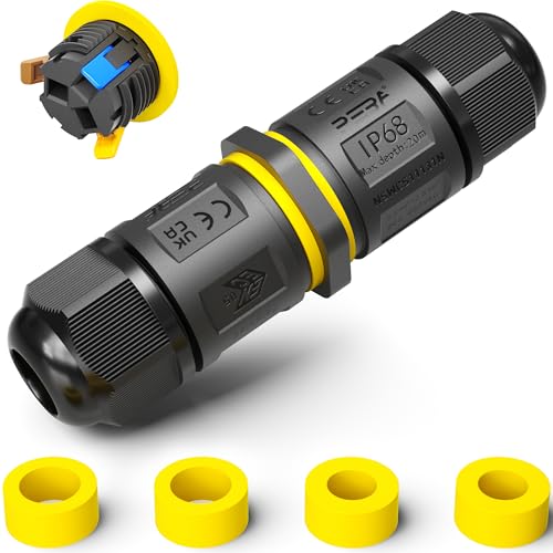 PEBA® Conector de cable estanco IP68,Cajas de Conexiones Impermeables,Conectores electricos rapidos de 2 vías,Manguito de conexión eléctrico exterior 3 pines para jardín apto para cables 4-12mm