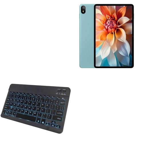 BoxWave Keyboard Compatible with Blackview Tab 18 - SlimKeys Bluetooth Keyboard - with Backlight, Portable Slim LED 7 Colors - Jet Black