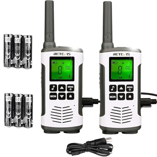 Retevis RT45 Walkie Talkie, PMR 446 sin Licencia Walkie Talkie Profesional, Recargable USB 16 Canales y 121 Códigos VOX, Recargable Radio para Senderismo, Uso Doméstico (1 Par)