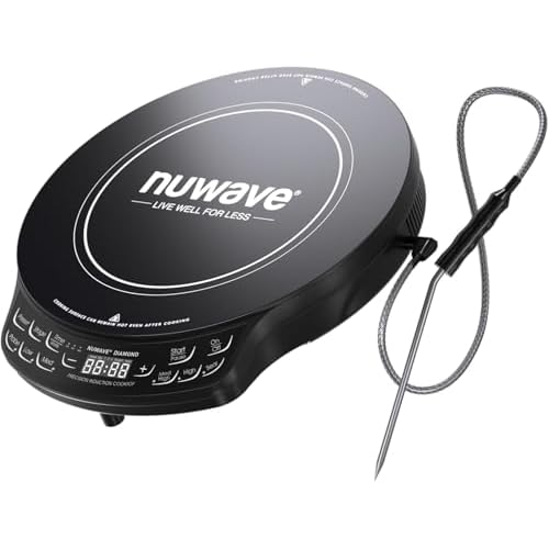Nuwave Diamond Precision Induction Cooktop, New & Improved, 1400 Watts, 91 Temps 50°F to 500°F, 6.5” Heating Coil, Shatter-Proof Ceramic Glass, 3 Wattage Settings, Ideal for Dorms, RVs & Small Apts