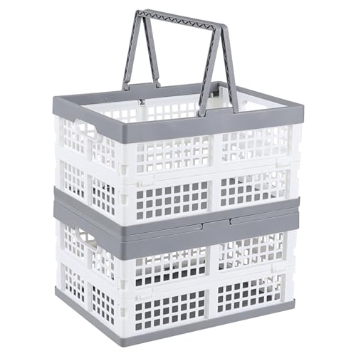 Dehouse 15 L panier à provisions pliable en plastique, lot de 2 boîte pliante en plastique avec anse