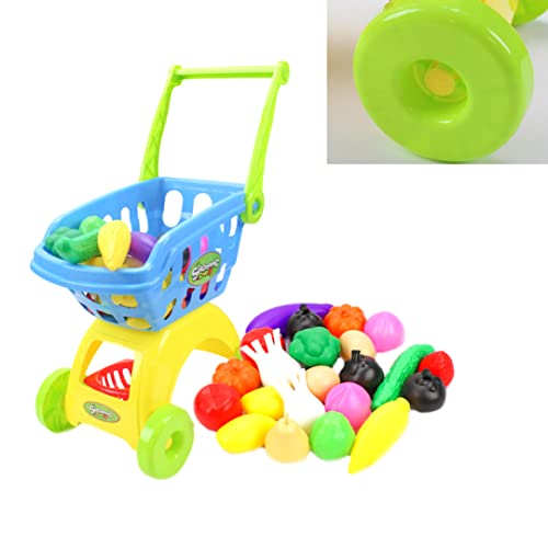 TOPofly Supermarkt Einkaufsspielzeug, Karrentrolley für Kinderspiel -Set umfasst 24 Lebensmittel Fruchtfrucht Gemüse… – Bild 7