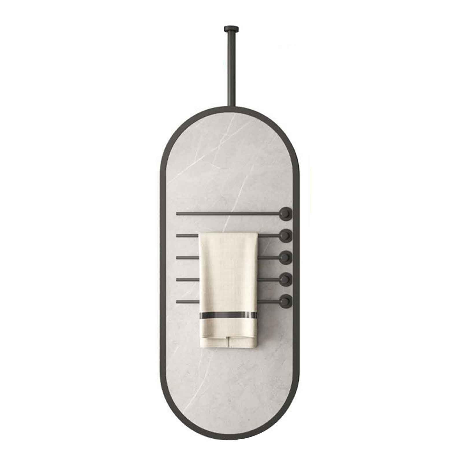 FGXHHS Black Metal Pole Ceiling Suspended Mirror, Home Decor Corridor Bathroom Oval Rod Mirror(50cmx100cm)