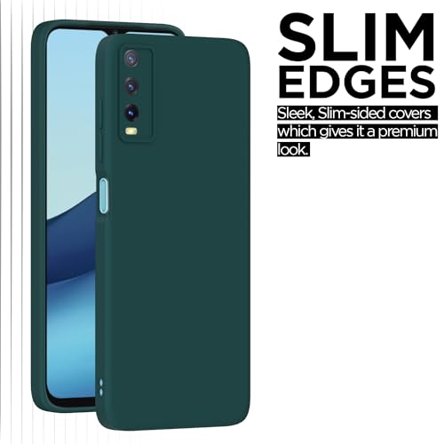 Image of Outlouders Back Cover for Vivo Y12s / Y20 / Y20i / Y20G | Camera Protection | Durable Soft Matte Silicone Bumper Case (Green)