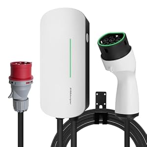 EVSEdesigner Wallbox Type 2 Thuislaadstation voor Elektrische Voertuigen Enkel- en Driefasig Tot 22 KW 6M Kabel Buiten en Binnengebruik