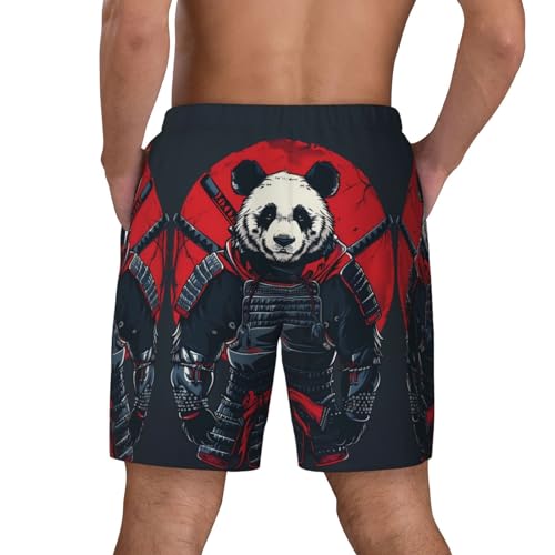 Red Black Eastern Panda Warrior Funny Men's Swim Trunks Board Shorts Quick Dry-4